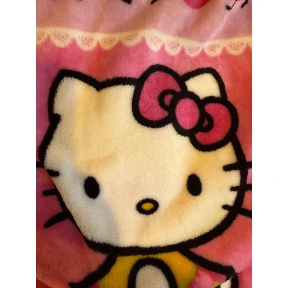 Hello Kitty NWT Pink & Aqua Easter Chicks Spring Silk Touch Throw Measures 50x70